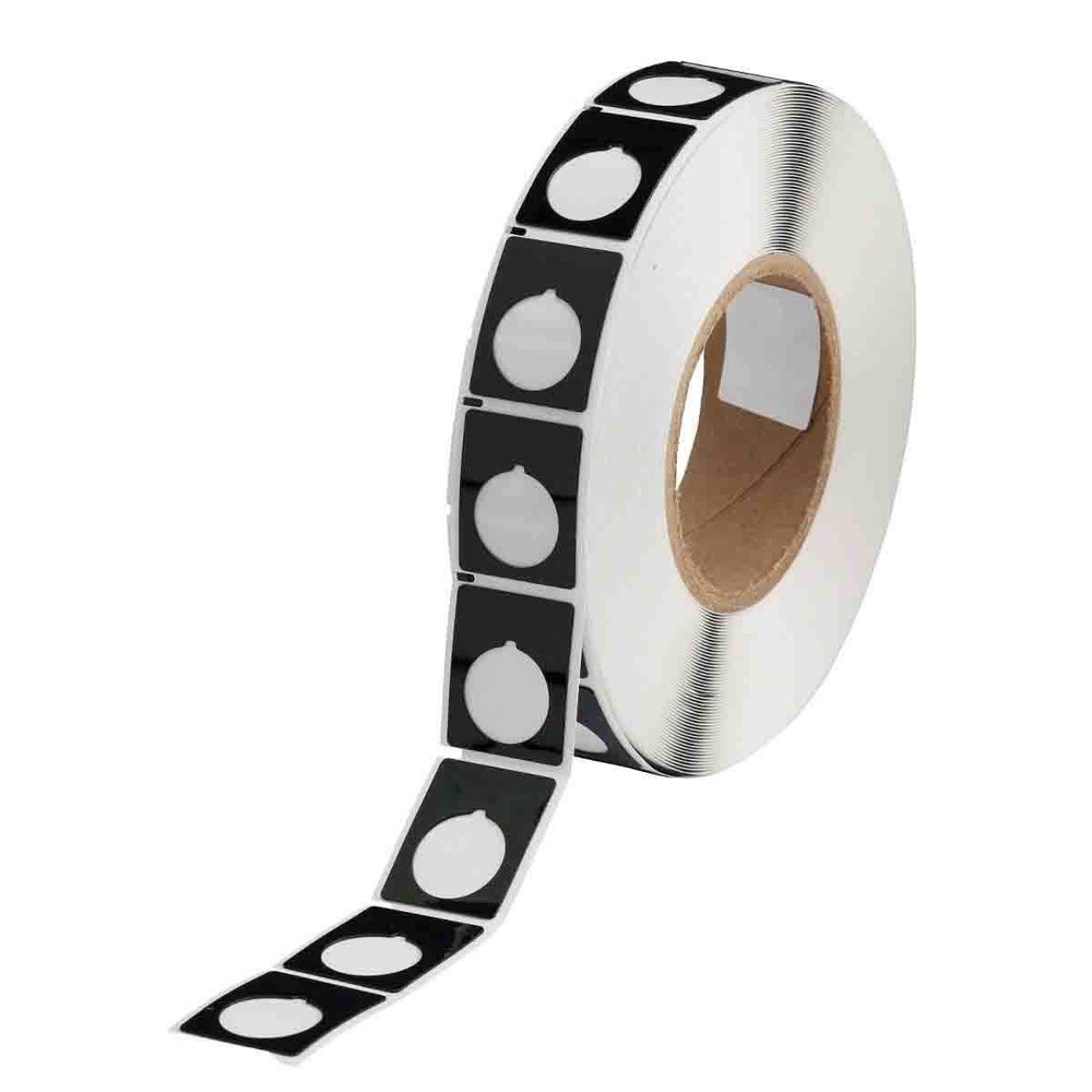 Brady THTEP-167-593-.5BK 1.2" Width x 1.5" Height, B-593 Adhesive-Taped Polyester, Gloss Finish Black Push Button Label for Thermal Transfer Printers (500 per Roll)