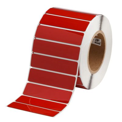 Brady THTEP-174-593-.5RD 4" Width x 1" Height, B-593 Adhesive-Taped Polyester, Gloss Finish Red Thermal Transfer Printer Raised Panel Label (500 per Roll)