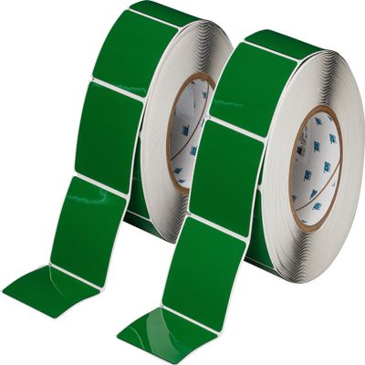 Brady THTEP-177-593-.5GN 3" Width x 2.5" Height, B-593 Adhesive-Taped Polyester, Gloss Finish Green Thermal Transfer Printer Raised Panel Label (500 per Roll)