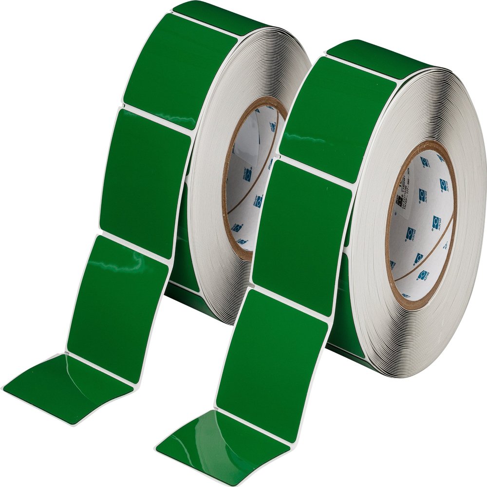 Brady THTEP-177-593-.5GN 3" Width x 2.5" Height, B-593 Adhesive-Taped Polyester, Gloss Finish Green Thermal Transfer Printer Raised Panel Label (500 per Roll)