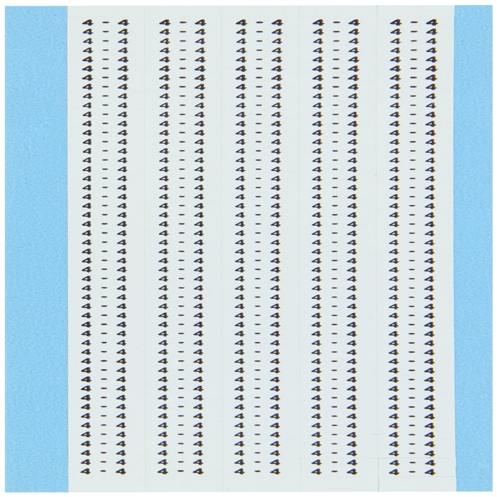 Brady TMXM-4-PK 7.940mm Width x 2.380mm Height, B-702 Vinyl, Black on White Micro Solid Numbers Wire Marker Card, Legend "4" (Pack of 25 Card)