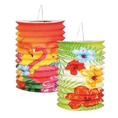 Boland 52508 Set of 2 Paper Hibiscus Hawaii Lanterns, 16 cm, Assorted Models