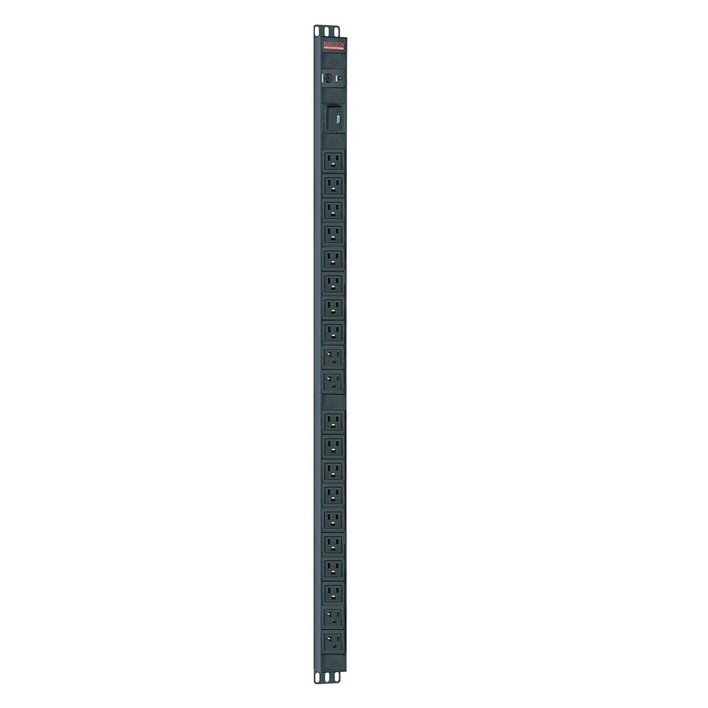 Maruson 24 Outlets Surge Protected Rack Mount PDU Power Strip for Network Server Racks - 20A, 120V - 1050 Joules Protection, 10ft Power Cord with 5-20P, 0U Vertical, PDU-V2024S