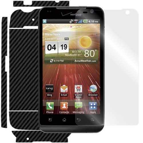 Armorsuit MilitaryShield Black Carbon Fiber Skin Wrap Film + HD Clear Screen Protector for LG Revolution - Anti-Bubble Film