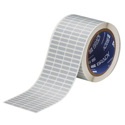 Brady THT-14-438-10 0.65" Width x 0.2" Height, B-438 Tamper-Evident Metallized Polyester, Matte Finish Silver Thermal Transfer Printable Labels (10000 per Roll)