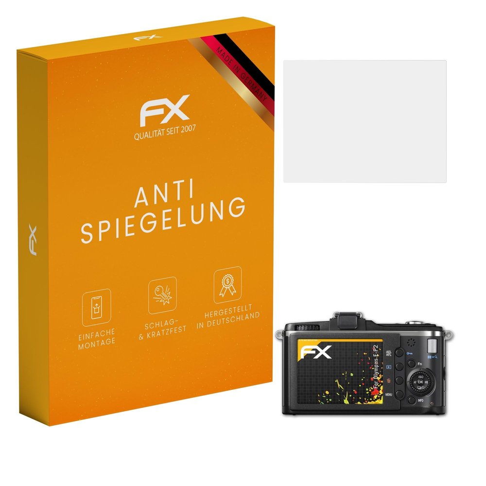 atFoliX Screen Protector compatible with Olympus E-P2 Screen Protection Film, anti-reflective and shock-absorbing FX Protector Film (3X)