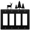 Village Wrought Iron EGGGG-203 8.25 Inch Deer and Pine Trees - Quad. GFI Cover, Black view 1