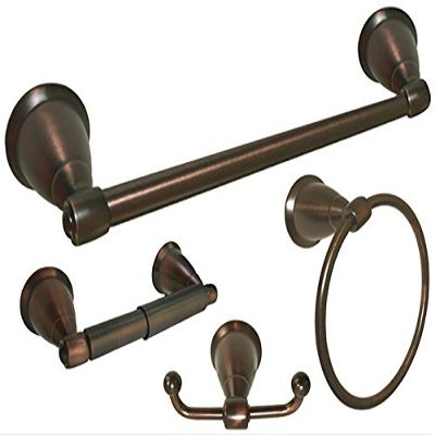 eBuilderDirect Target Oil Rubbed Bronze Bathroom Accessories 4 Pieces with 24" Towel Bar 1101