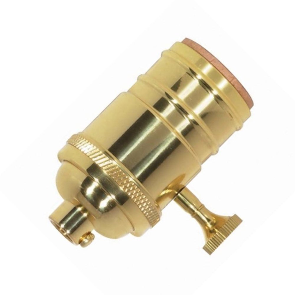 Satco 81430-1/8 IPS Cap Polished Brass 3 Terminal 2 Circuit Turn Knob Socket (80-1430)