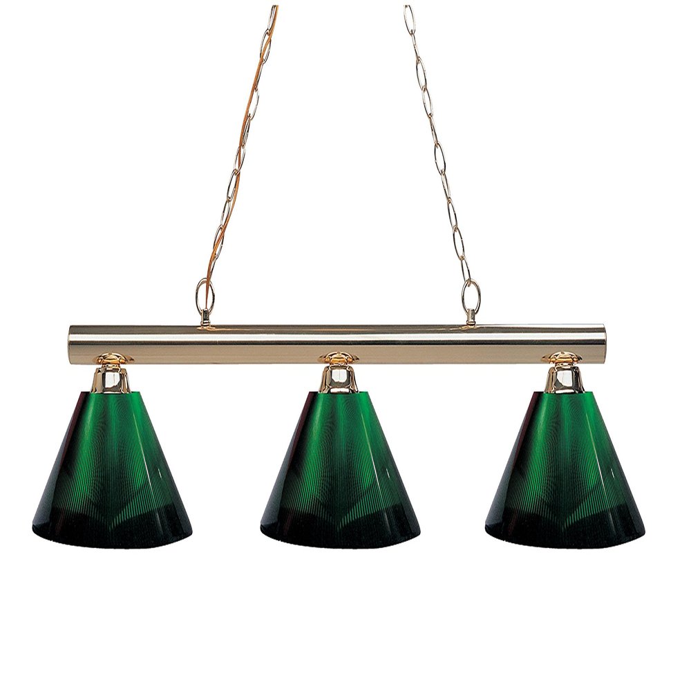Z-Lite 155-3PB-ARG 3 Light Billiard Light, Green, Polished Brass Frame Finish