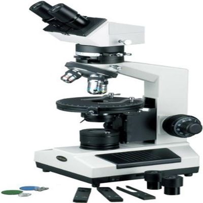 AmScope PZ200BA Polarizing Binocular Microscope, WF10x and WF16x Eyepieces, 40X-640X Magnification, Strain-Free Plan Achromatic Objectives, Polarizing and Brightfield Configurations, Halogen Illumination, Bertrand Lens, Abbe Condenser, Round Graduate