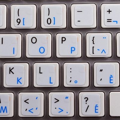APPLE FRENCH CANADIAN - ENGLISH NON-TRANSPARENT KEYBOARD LABELS ON WHITE BACKGROUND FOR LAPTOP, DESKTOP AND NOTEBOOK