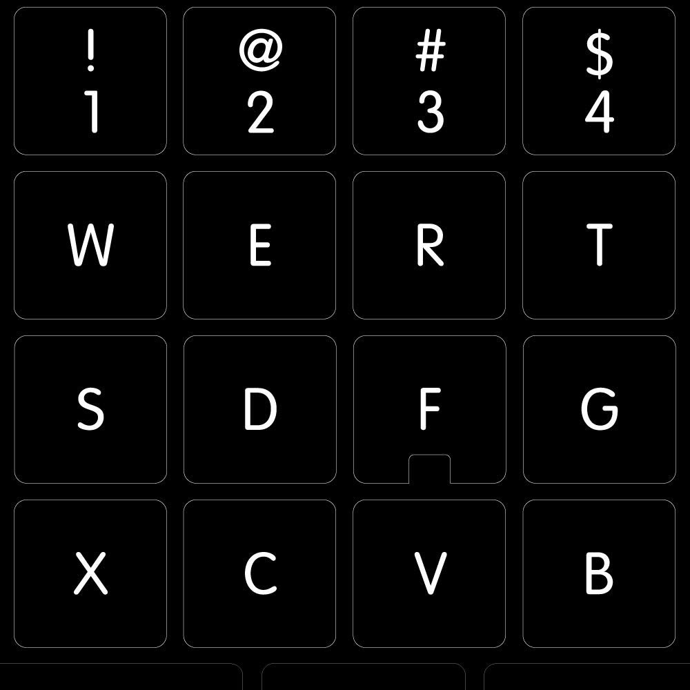 Apple English Non-Transparent Keyboard Stickers ON Black Background for Laptop