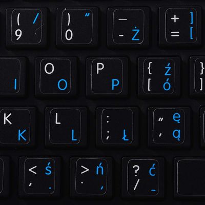 4Keyboard English  Polish Non-Transparent Keyboard Stickers ON Black Background are Compatible with Apple