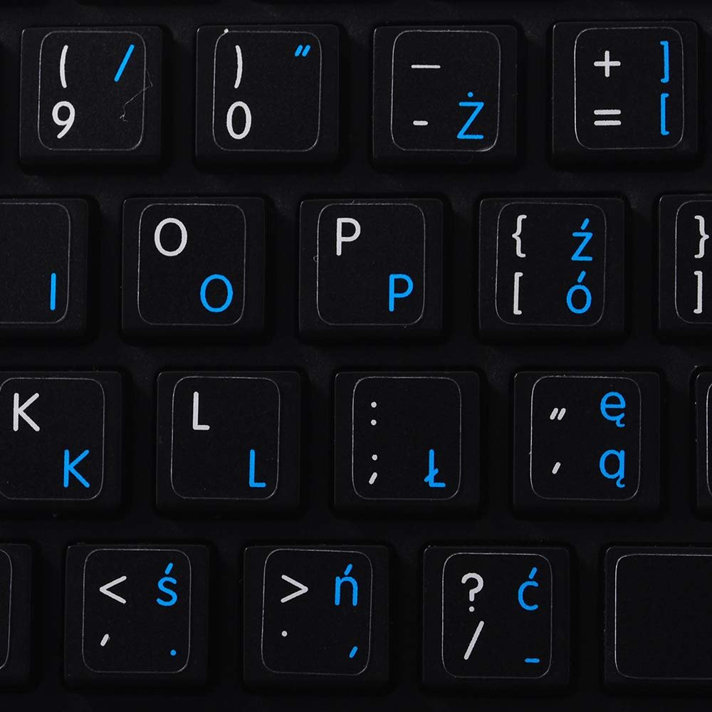 4Keyboard English  Polish Non-Transparent Keyboard Stickers ON Black Background are Compatible with Apple