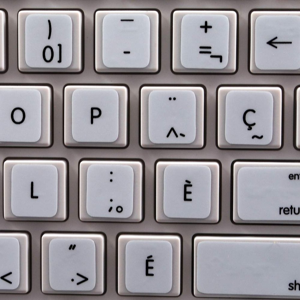 Apple French Canadian Non-Transparent Keyboard Sticker ON White Background for Laptop, Desktop and Notebook