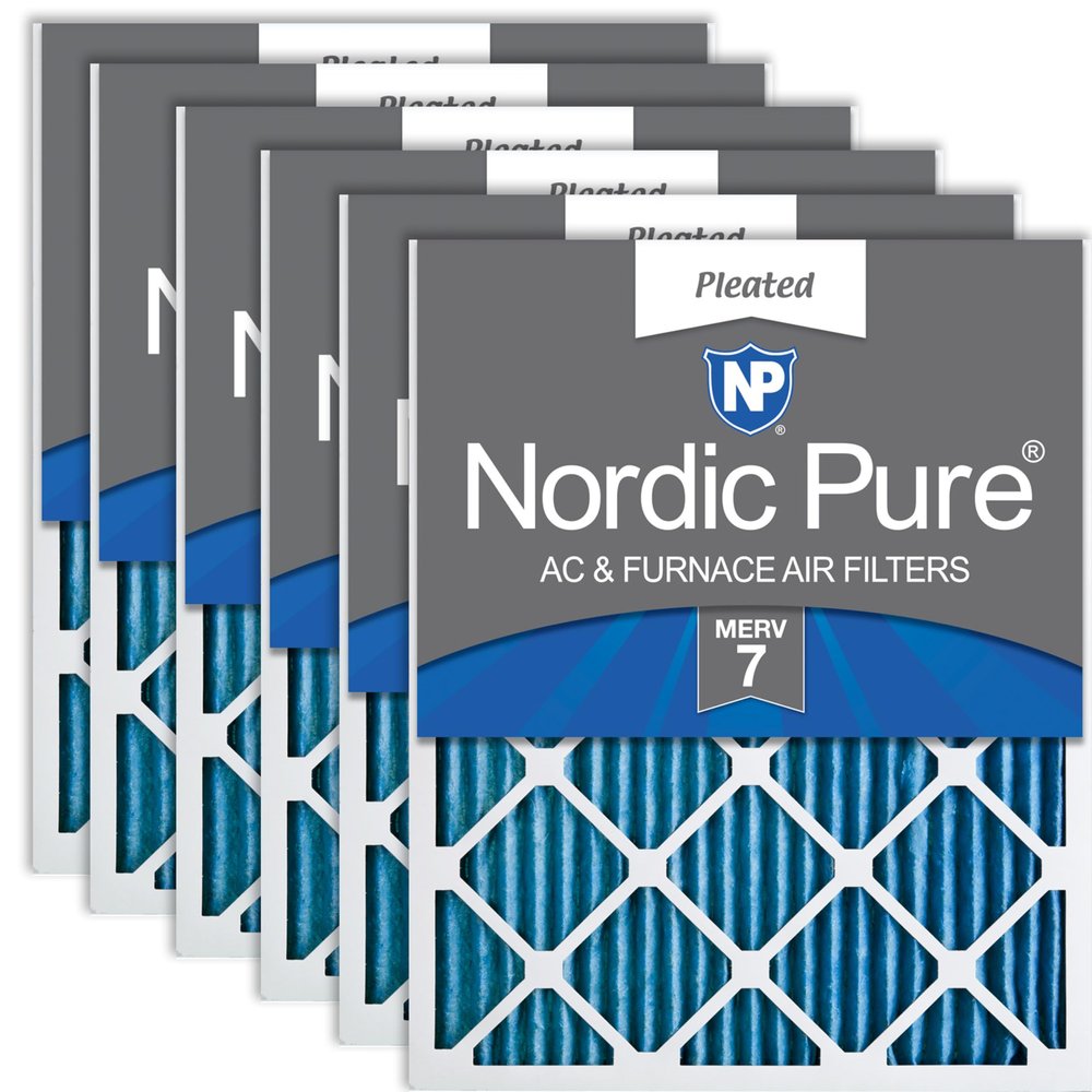 Nordic Pure 16x20x1 (15 1/2 x 19 1/2 x 3/4) Pleated MERV 7 Air Filters 6 Pack