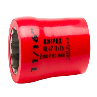 KNIPEX 98 47 11/16 1/2 11/16 1,000V Insulated Hex Socket