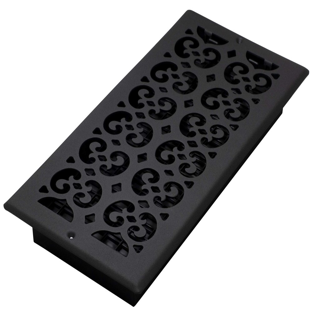 Decor Grates ST614W Scroll Design Wall/Ceiling Register, 6x14 Inches, Textured Black