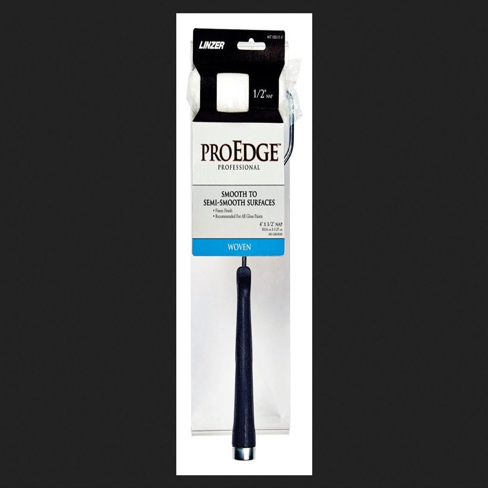 Linzer MT 102-11 0400 Roller Frame with Cover Mini Metal Semi-Smooth Surfaces 1/2" Nap 4 ", 1/2 Inch, White