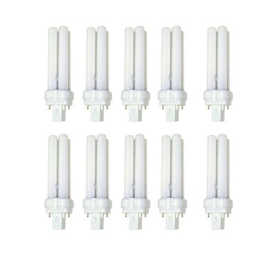 TCP 32413Q27K10 Fluorescent Quad Tube - 13 Watt (875 Lumens) Soft White (2700K) 4-Pin (G24q-1 Base) Quad Tube PL Lamp, 10-Pack