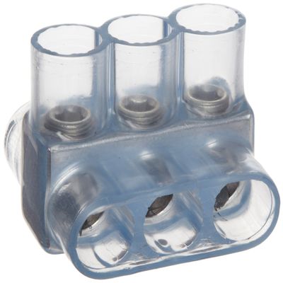 Morris Products 97414 Clear Insulated Multi-Cable Connector - Dual Entry 3 Ports 350 - 250, 3, 3 AWG, Dual Rated CU9AL Aluminum, 600V, cULus Listed