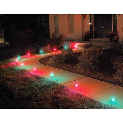 LumaBase Electric Pathway Lights with 10 Red and Green Bulbs