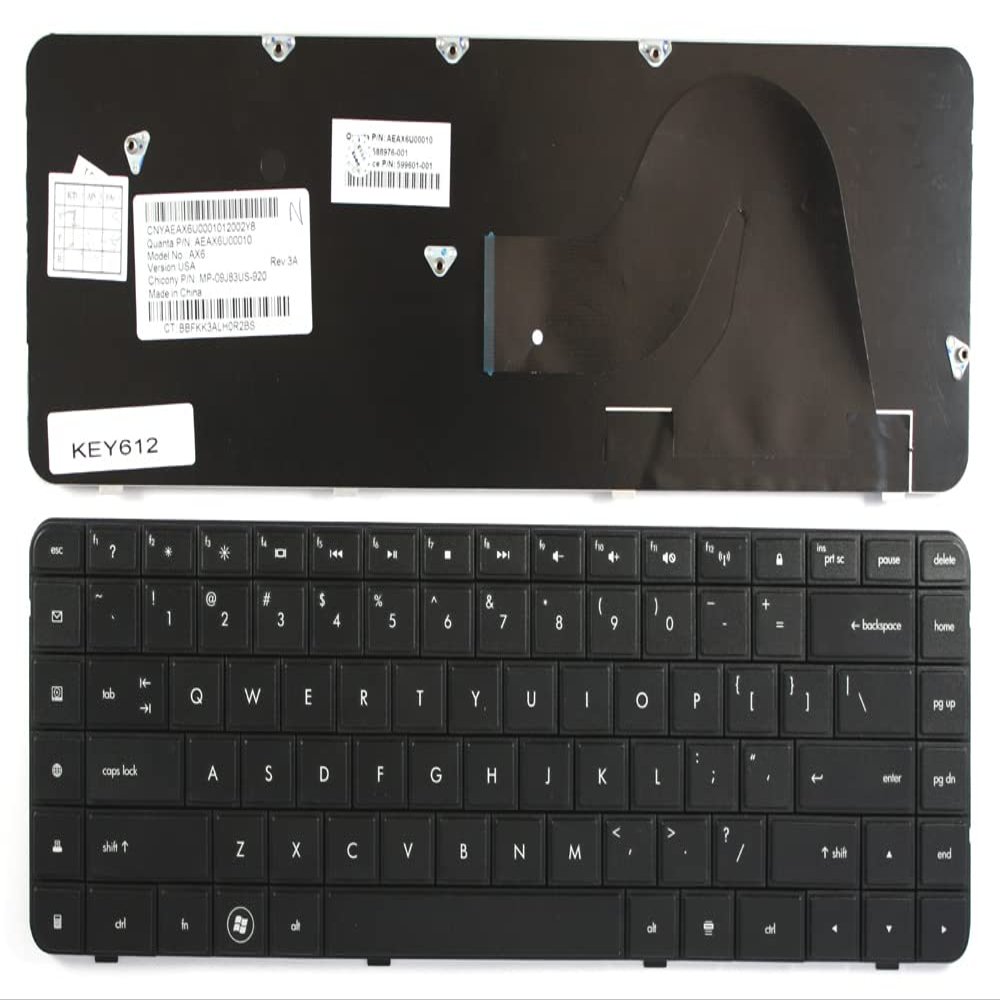 Keyboard4Laptops US Layout Black Replacement Laptop Keyboard Compatible with Compaq Presario CQ62-200SJ