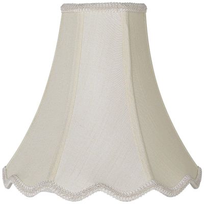 Creme Medium Scallop Bell Lamp Shade 5" Top x 12" Bottom x 10" Slant x 9.5 High (Spider) Replacement with Harp and Finial - Springcrest