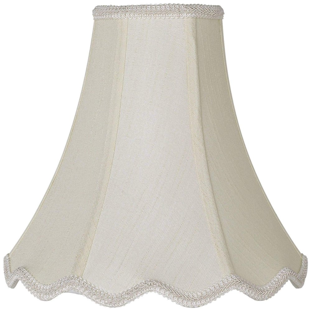 Creme Medium Scallop Bell Lamp Shade 5" Top x 12" Bottom x 10" Slant x 9.5 High (Spider) Replacement with Harp and Finial - Springcrest
