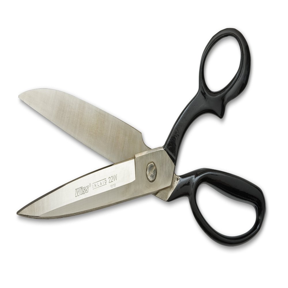 Crescent Wiss 12" Wide Blade Bent Handle Industrial Shears - Professional Heavy Duty Utility Scissors Tool for Sewing Fabric, Upholstery, Carpet & Drapery - W22W