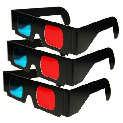 3D Anaglyph Black Cardboard 3D Glasses - Red & Cyan