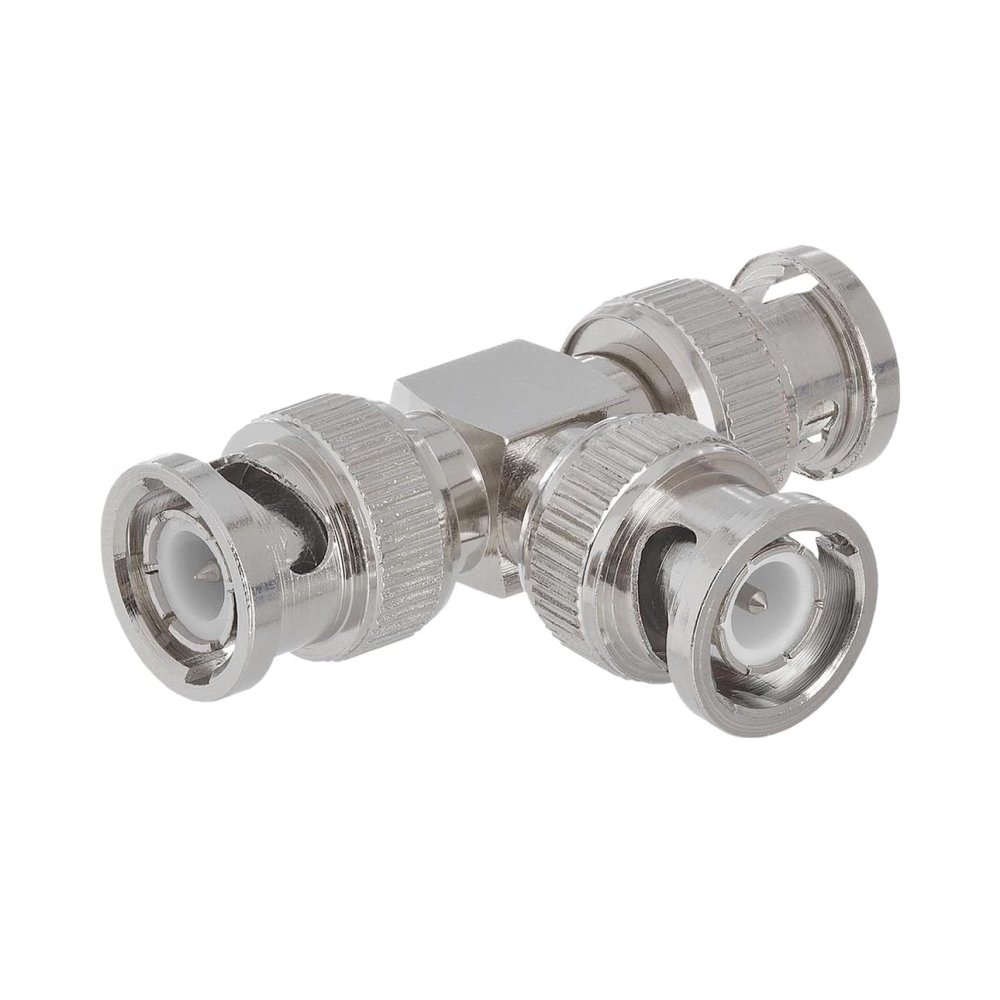 Cmple - BNC Male to 2 BNC Male Adapter Tee Converter Plug to Dual Two Plugs Splitter T Connector for Coaxial Cables, CCTV, Security Cameras, Digital Satellites, SDI, HD-SDI, Video Card