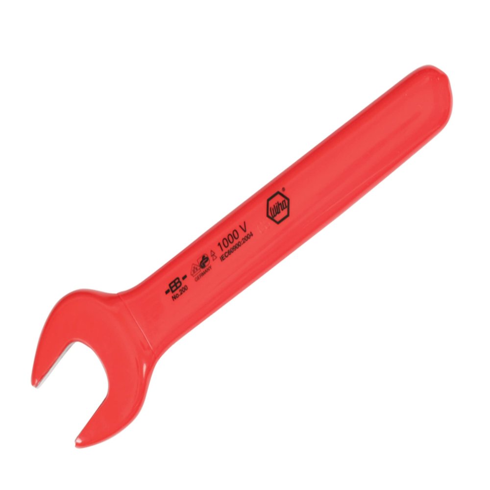 Wiha 20020 Insulated Open End Wrench, 20mm by 190mm OAL, Angled 15-Degrees