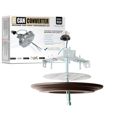 The Can Converter R56 Recessed Can Light Conversion Kit w/ 7" Beveled Ceiling Medallion - Home Improvement for 5" & 6" Cans, Ceiling Fan & Light Fixture Converter Kit, UL Certified, Oil Rubbed Bronze