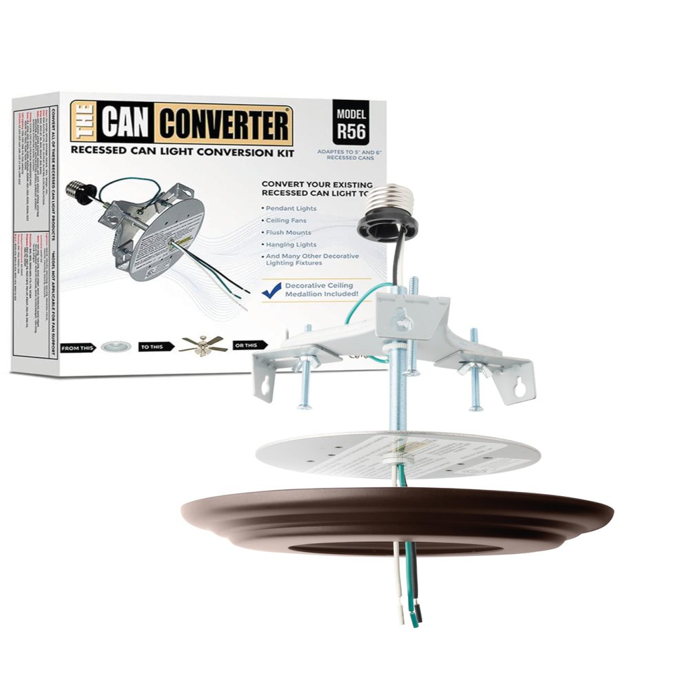 The Can Converter R56 Recessed Can Light Conversion Kit w/ 7" Beveled Ceiling Medallion - Home Improvement for 5" & 6" Cans, Ceiling Fan & Light Fixture Converter Kit, UL Certified, Oil Rubbed Bronze
