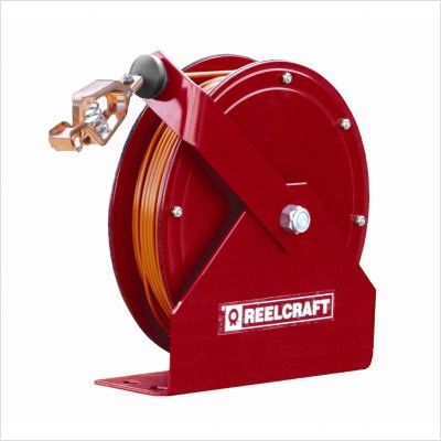 Reelcraft GA3100 N 100' Grounding Reel with Hi-vis Orange Nylon Covered Cable