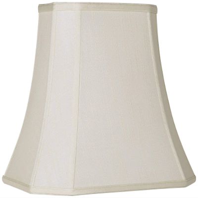 Creme Large Rectangle Cut Corner Lamp Shade 10" Wide x 7" Deep at Top and 16" Wide x 12" Deep at Bottom and 13" Slant x 12.5" H (Spider) Replacement with Harp and Finial - Springcrest
