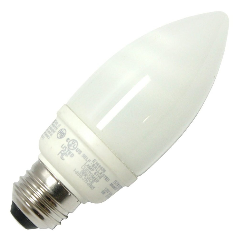 TCP 1070935K CFL Torpedo - 40 Watt Equivalent (9W) Bright White (3500K) Medium Base Decorative Chandelier Light Bulb