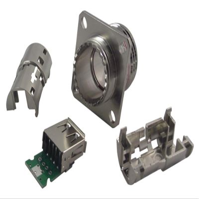 USB Connectors 4-Hole Solder Recept Sq Flange Nickel