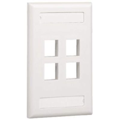 Panduit NK4FIWY 1-Gang 4-Port Faceplate with Label, Off White