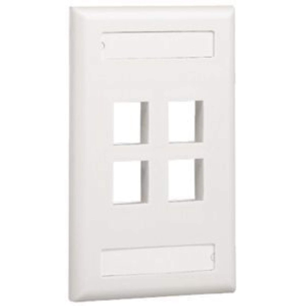 Panduit NK4FIWY 1-Gang 4-Port Faceplate with Label, Off White