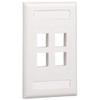 Panduit NK4FIWY 1-Gang 4-Port Faceplate with Label, Off White view 1