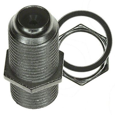 Amphenol Connex Adapter, F Type Jack to F Type Jack, Bulkhead Mounting, Straight, PP Insulating Material, Brass Body, 75 Ohm Impedance, 2Hz Max Frequency