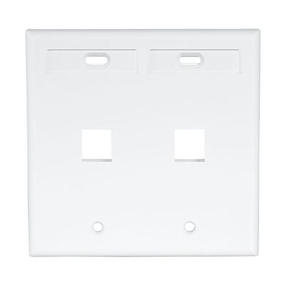 Leviton 2-Port Dual Gang QuickPort Wallplate with ID Windows, 42080-2WP, White