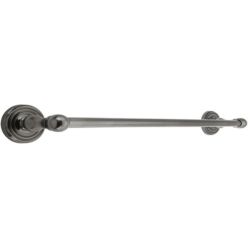 24" Brass Towel Bar with Classic Rosettes in Antique Pewter