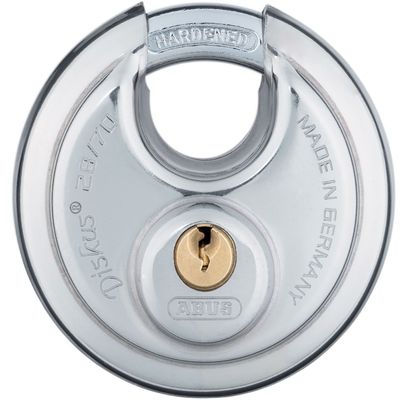 ABUS 28/70 Diskus Hardened Steel Storage Padlock with 2 Keys for Storage, Transport, and Home, 2.75in (70mm) Wide, Keyed Different