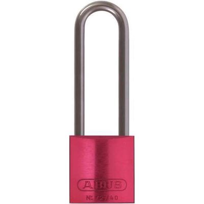 ABUS Lockout Padlock, KA, Red, 1/4In Shackle Dia, 3" Shackle