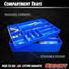 Ernst MFG 10 Compartment Drawer Organizer: Heavy Duty Stackable Tray for Automotive Garage Tool Organization - Low-Profile Toolbox Storage - Nuts and Bolts, Tools, Parts, Easy to Clean - Blue view 3