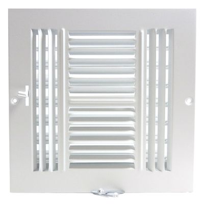 6"w X 6"h 4-Way AIR Supply Grille - Vent Cover & Diffuser - Flat Stamped Face - White [Outer Dimensions: 7.75"w X 7.75"h]